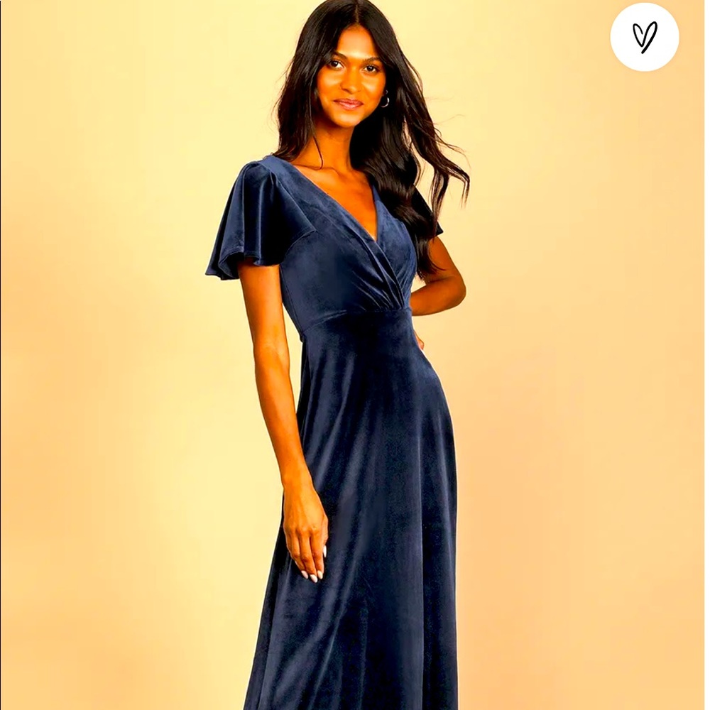 Navy Blue velvet maxi dress